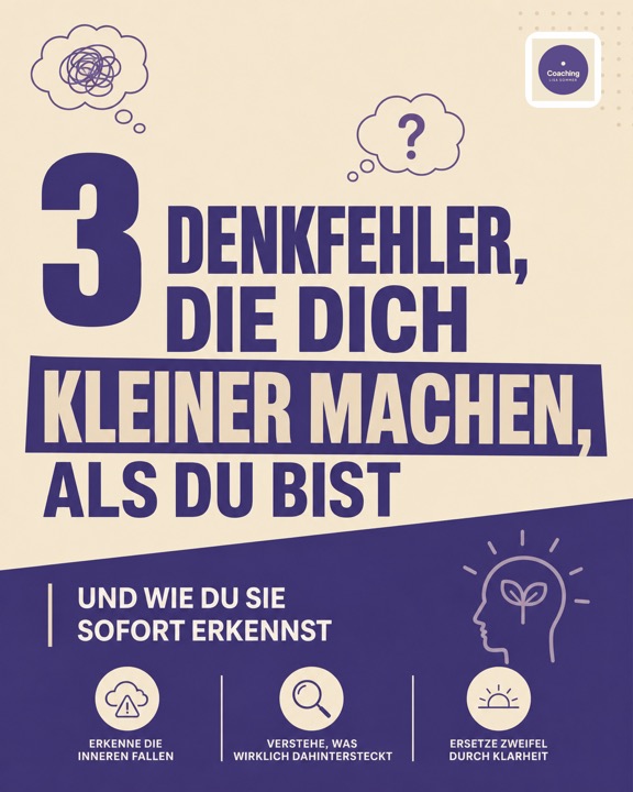 Drei Denkfehler, die dich klein halten – Instagram-Beitrag Coaching