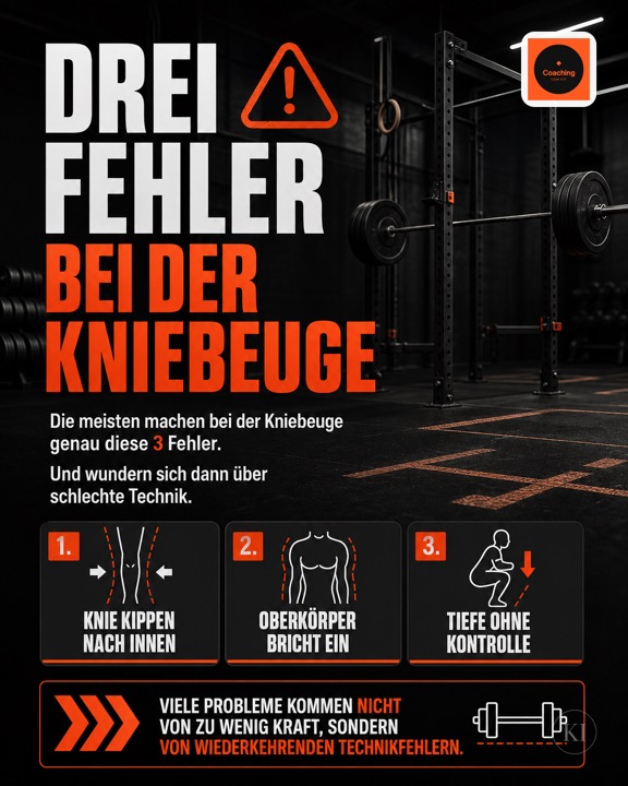Drei Fehler bei der Kniebeuge – Instagram-Beitrag Fitness