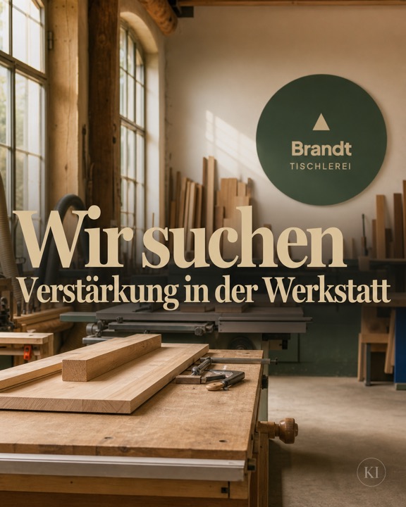 Wir suchen Verstärkung in der Werkstatt – Instagram-Beitrag Handwerk