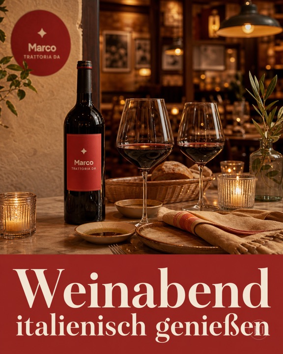 Weinabend mit italienischen Weinen – Instagram-Beitrag Restaurant
